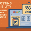 eBay sports card seller promoting listings and building store branding with vintage and modern cards on display