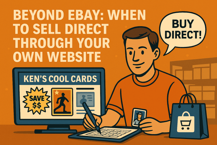 ports card seller experimenting with direct website sales, showcasing branded packaging and exclusive card bundles